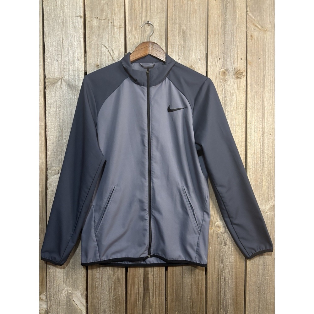 Nike Dri-FIT Jacket Small Gray Black Full Zip Running Training Lightweight